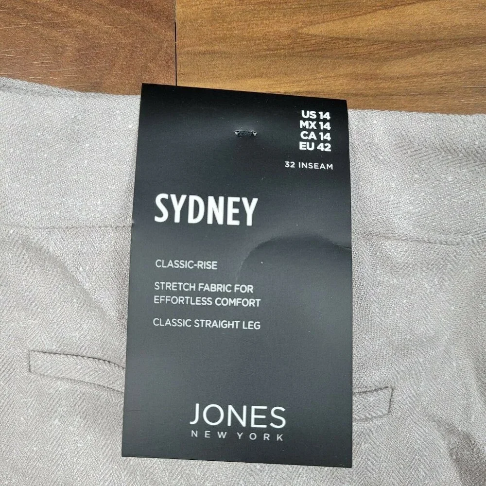 Jones New York Sydney Classic Straight Leg Womens Pants SZ14